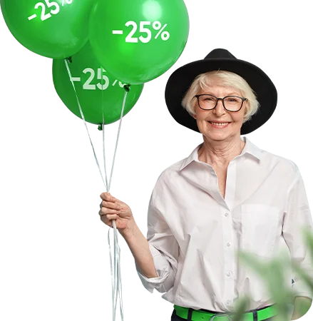 -25% скидка пенсионерам